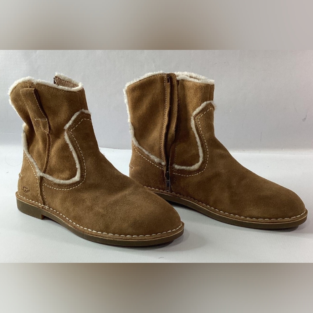 UGG Catica Shearling Suede Leather Chestnut Boots Size 10 NWOT MSRP $195 - Picture 5 of 9